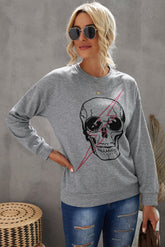 T-shirt graphique Halloween avec crâne et éclairs